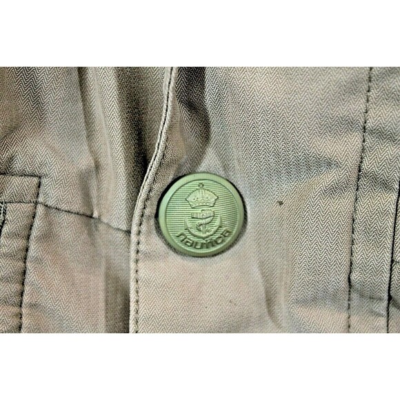 Nautica Tan Bomber Jacket Coat Hidden Hoodie Wool Like Lining Mens Size M - Picture 3 of 9